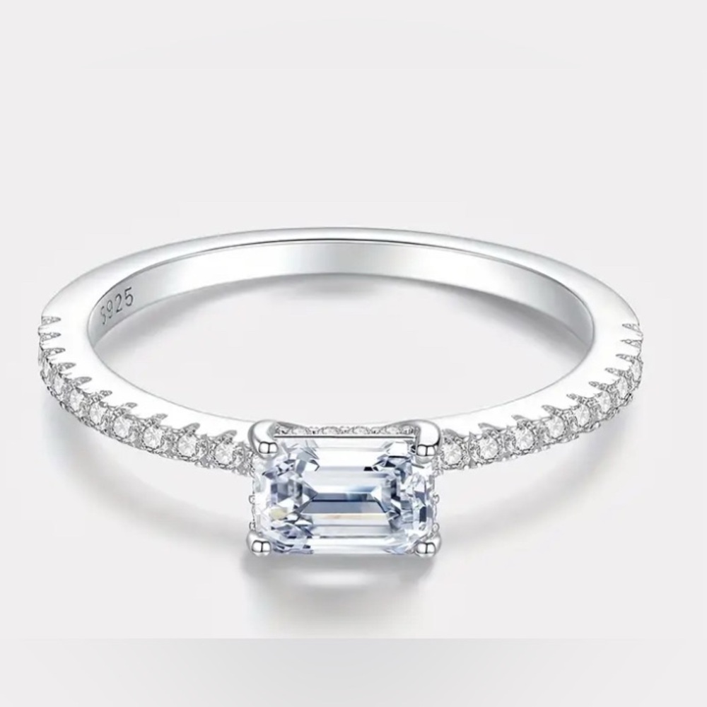 Elegant Mossanite Sterling Silver Ring